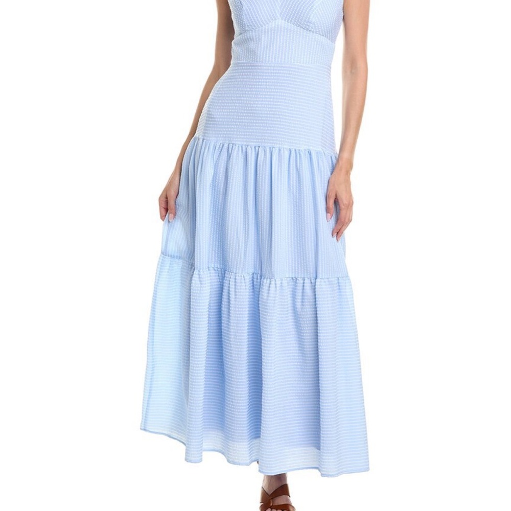 Taylor seersucker blue and white maxi dress